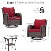 3 Pieces Patio Furniture Bistro Set, Outdoor Wicker Swivel Rocker,360 Degree Swivel Rocking Wicker Chairs w/Cushions,Side Table w/Armored Glass Top - 3 of 4