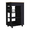 LunaLulinlk Kitchen Cart, One Drawer, Two Open Shelves, Four Casters -Black / Light Oak - 2 of 4