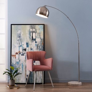 Teamson Home Arquer Arc Floor Lamp with Faux Marble Base - 1 of 4