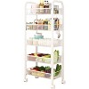5 Tier Rolling Cart with Wheels, Easy Assemble Metal Slim Rolling Storage Cart for Narrow Space On Bedroom Bathroom Laundry Room - 2 of 4