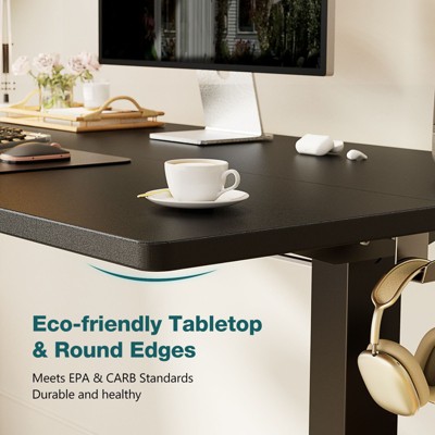 Infurnic Desks Ergonomic Standing Desk, Height Adjustable Computer Desk with Control Panel, Black, 62"*27"*23"