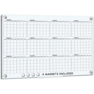 SCRIBBLEDO Yearly Glass Magnetic Calendar 24"x36" Monthly Dry Erase Planner for Wall - 1 of 4