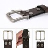 Men's Sleek Square Center Bar Buckle Genuine Leather Belt, 38mm, Gift for Him - Wrangelr - 3 of 4