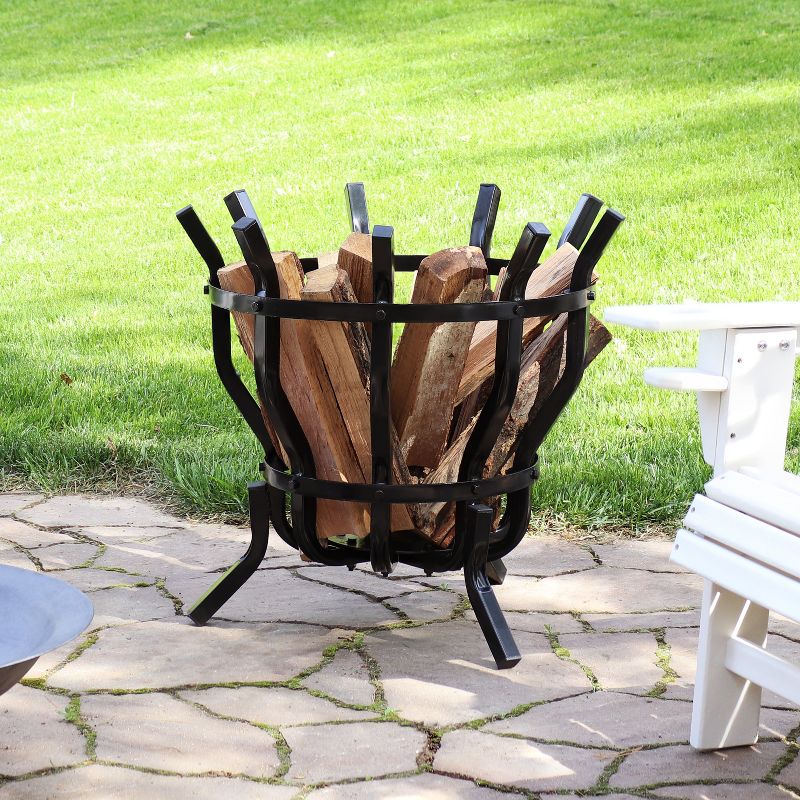Sunnydaze Outdoor Steel Modern Fluted Log Holder Basket - 22", 3 of 12