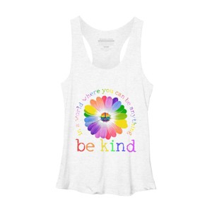 Women's Design By Humans In A World Where You Can Be Anything Be Kind Lgbt By DragonTee Racerback Tank Top - White Heather - X Large - 1 of 3