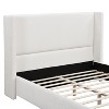 KTMBDW Elegant Bed Frame/Wingback Headboard/Upholstered Platform Bed/Strong Wooden Slats/No Box Spring Needed/Easy Assembly/White - 3 of 4
