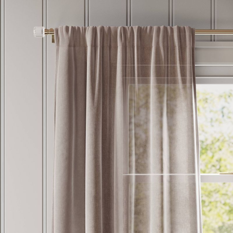 Light Filtering Textural Sheer Curtain Panel Brown - Threshold™, 1 of 6