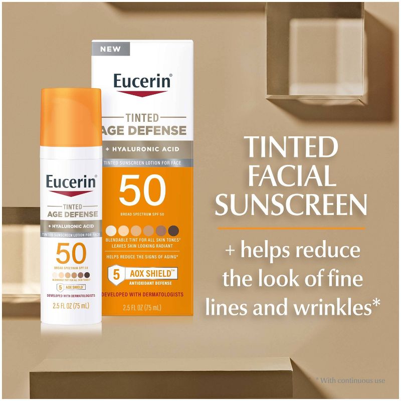 Eucerin Age Defense Face Sunscreen Tinted Lotion - SPF 50 - 2.5 fl oz, 3 of 17