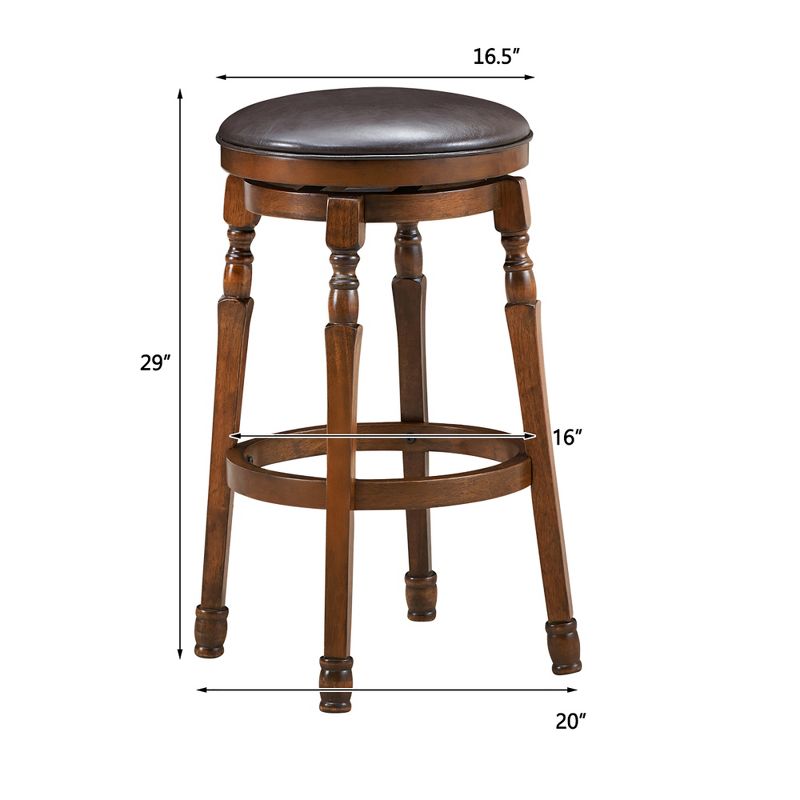 Costway Set of 4 29'' Swivel Bar Stool Leather Padded Dining Kitchen Pub Chair Backless, 2 of 11