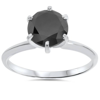 Pompeii3 2 Ct 14k White Gold Black Diamond Solitaire Engagement Ring ...