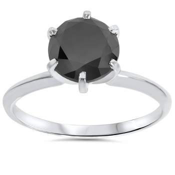 Pompeii3 2 ct 14K White Gold Black Diamond Solitaire Engagement Ring