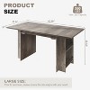 63" Farmhouse Dining Table, Wood Kitchen Table, 4 Storage Shelves, Rustic Wooden Rectangular Kitchen Table, Seats 4-6, for Dining Room - 2 of 4
