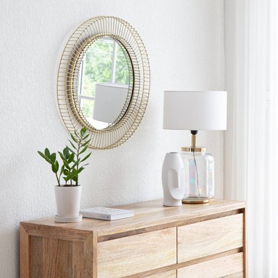 Argus 24" Round Gold Metal Sunbeam Wall Mirror