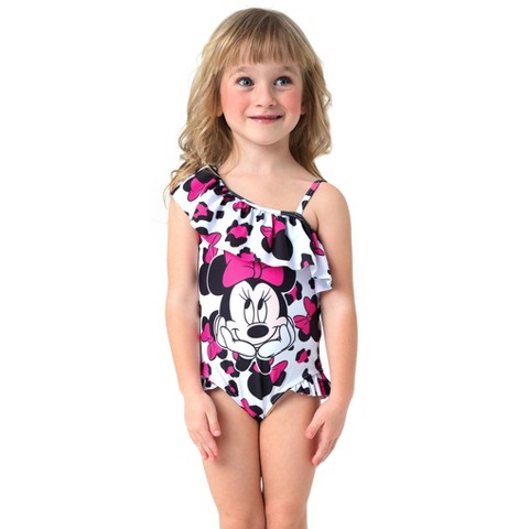 Mickey Mouse & Friends Disney Mickey Mouse & Friends Girls One Piece Swimsuits Ruffles Swimwear Beach Sport Bathing Suit 3-10Y (Roseo, Kids: 5-6 Years)