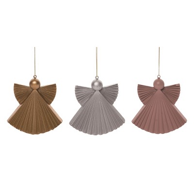 Transpac Resin Metallic Faux Paper Fold Ornament Set of 3 Christmas Home Decorations