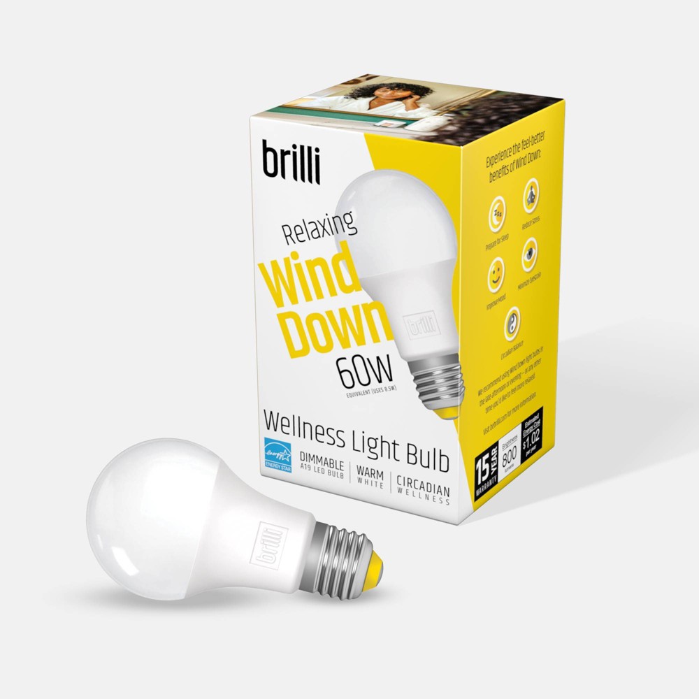 UPC 022011000084 product image for Brilli A19 60W Wind Down Relaxing Dimmable LED Light Bulb White | upcitemdb.com