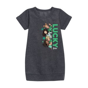 - Barbie - Group Lucky Graphic Short Sleeve Fleece Dress - 1 of 3