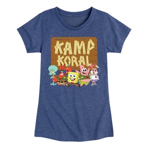 Girls' - SpongeBob SquarePants - Kamp Koral Kamp Koral Group Fitted Short Sleeve Graphic T-Shirt - 1 of 4