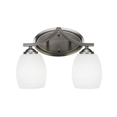Toltec Lighting Zilo 2 - Light Vanity in  Dark Granite with 5" White Linen  Shade