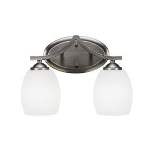 Toltec Lighting Zilo 2 - Light Vanity in  Dark Granite with 5" White Linen  Shade - 1 of 1