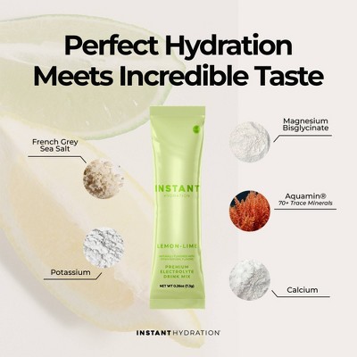 Instant Hydration Lemon Lime Electrolyte Drink Mix Sports Drink - 10ct/73gms: Non-Caffeinated, Powdered Form