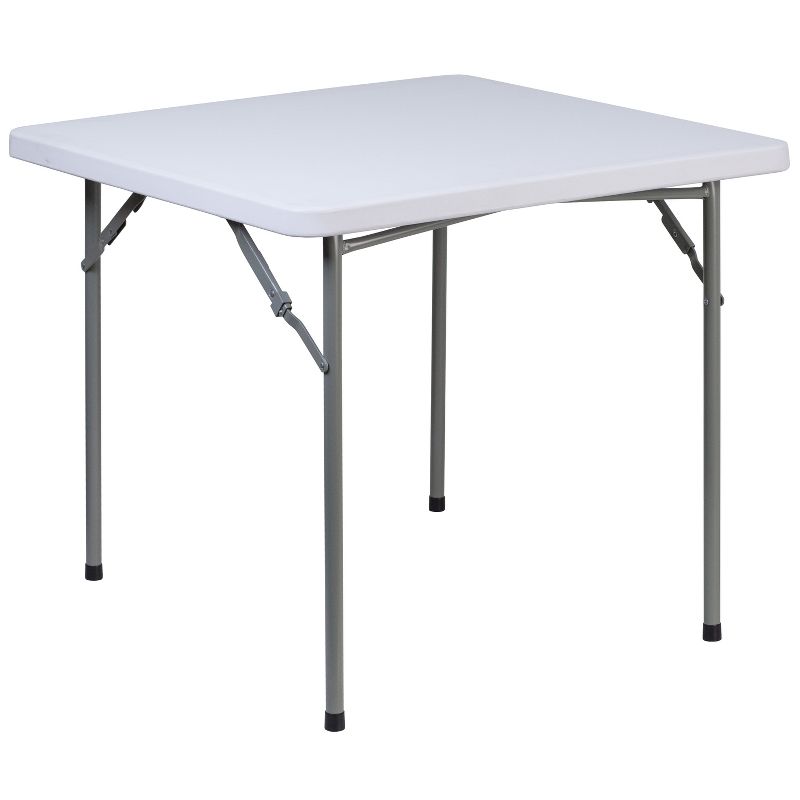 Emma and Oliver 2.81-Foot Square Granite White Plastic Folding Table - Card Table/Game Table, 1 of 11