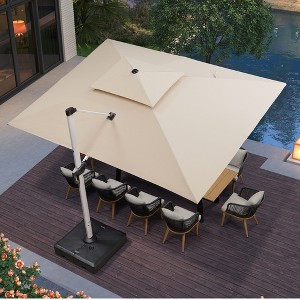 PURPLE LEAF 10' X 13' Patio Umbrella Outdoor Rectangle Umbrella Silvery Cantilever Outdoor Umbrella for Garden Deck Pool Patio - 1 of 4