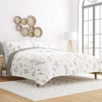 Geometric and Floral Modern Reversible Quilt and Shams Set - Becky Cameron