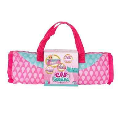 Cry Babies Pink and Blue Foldable Metal Baby Doll Crib