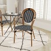 Emma & Oliver Massalia Set of Two Indoor/Outdoor Stacking Thonet Bistro Style Chairs with Arms, Textilene Seat and Bamboo Finished Metal Frame - 2 of 4