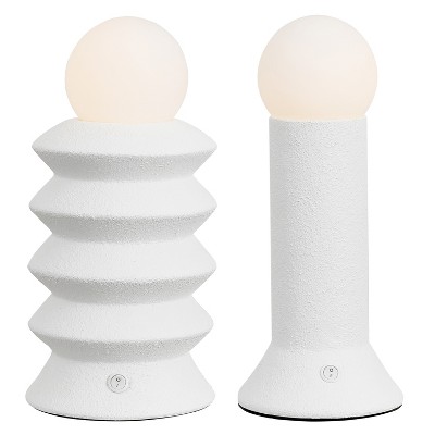 JONATHAN Y Soren 13" Modern Scandinavian Ceramic/Glass Geometric Integrated LED Table Lamp