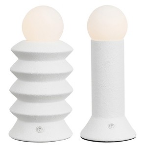 JONATHAN Y Soren 13" Modern Scandinavian Ceramic/Glass Geometric Integrated LED Table Lamp - 1 of 4