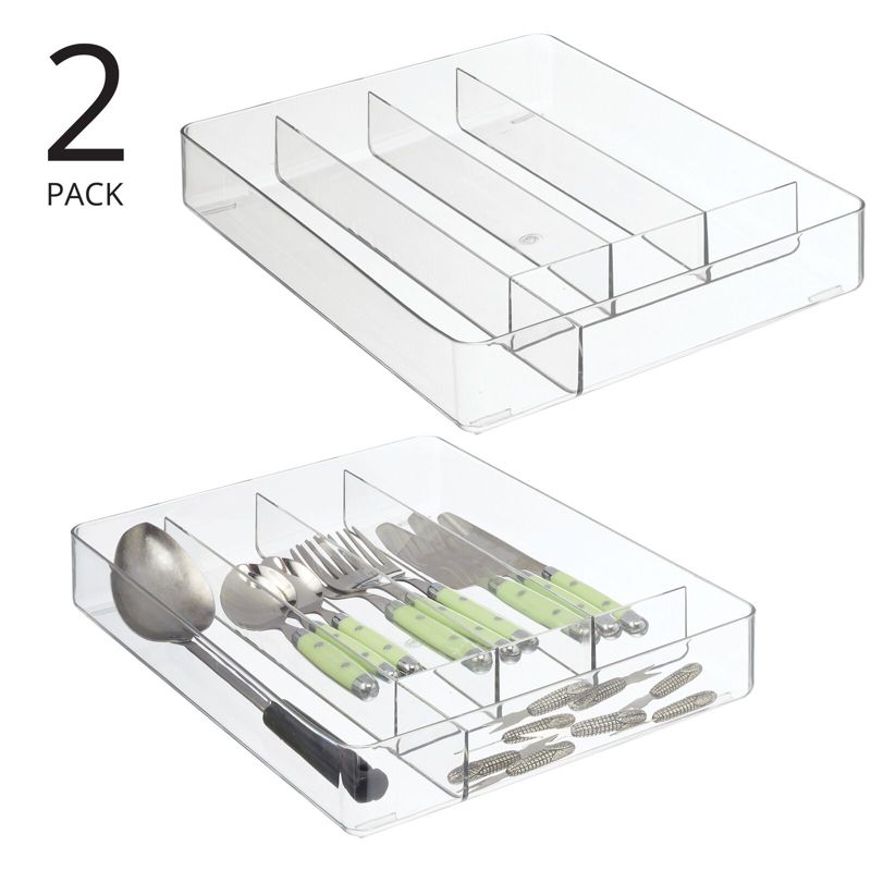 mDesign Plastic Kitchen Drawer Storage Cutlery Tray - Clear, 2 of 10