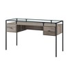Engineered Wood, Glass, and Metal Modern Desk with 2 Drawers with Telescoping Metal Glides and Lifted Tempered Glass Top and Powder - 4 of 4