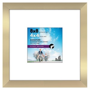 Americanflat 8x8 Picture Frame in Gold - Displays 4x4 With Mat and 8x8 Without Mat - Composite Wood with Shatter Resistant Glass  and Tabletop - 1 of 4