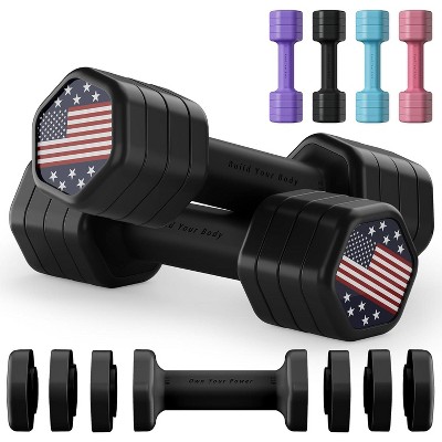 4-in-1 Adjustable Dumbbell Set, 5LB Hand Weights for Women with Soft TPU Rubber Handle for Home Gym Training