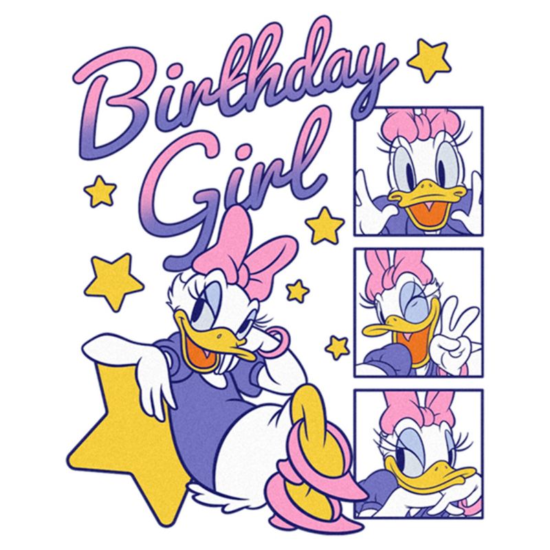 Women's Mickey & Friends Daisy Duck Birthday Star Girl  T-Shirt - White - Small, 2 of 5