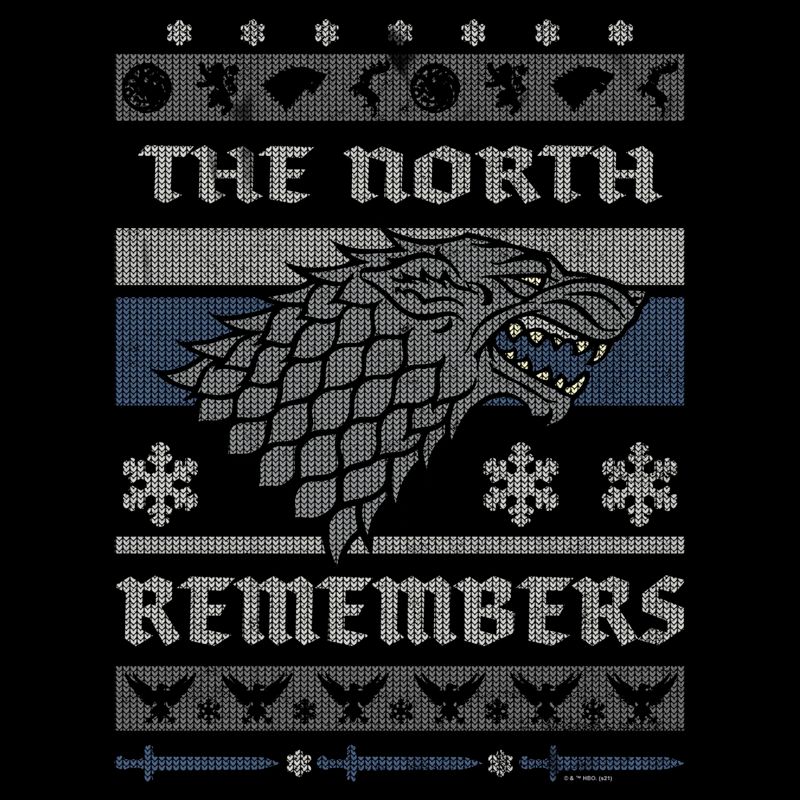 Men's Game of Thrones The North Remembers Ugly Christmas Sweater T-Shirt, 2 of 6