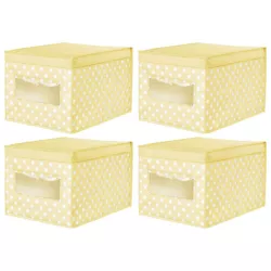 mDesign Kids Stackable Fabric Closet Storage Box, 4 Pack - Yellow/White