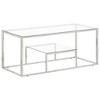 vidaXL Coffee Table Silver Stainless Steel, Tempered Glass Modern - Silver Glass - 2 of 4