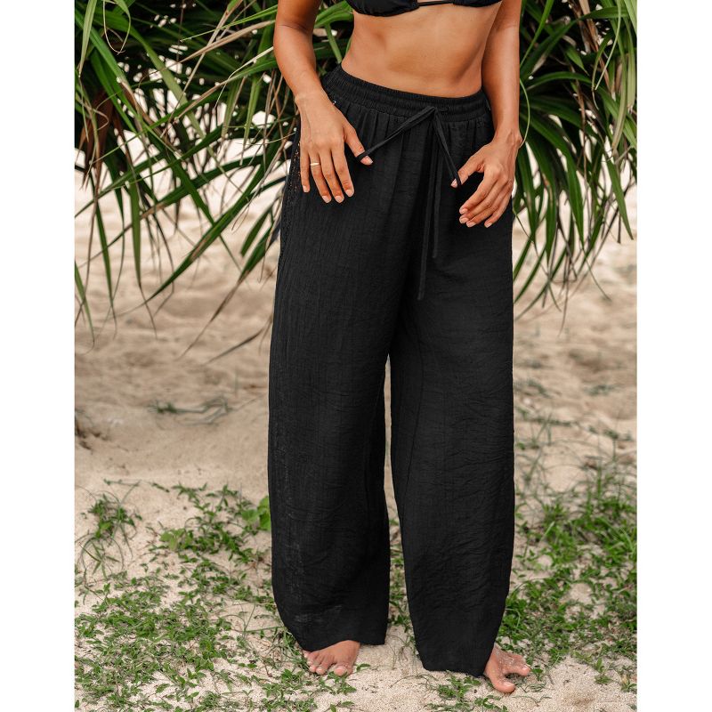 Women's Black Side Cutout Loose Leg Cover-Up Pants - Cupshe, 2 of 6