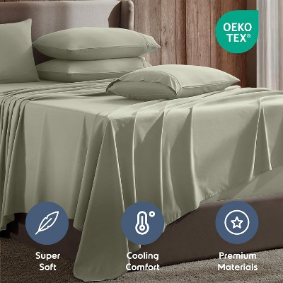 Sage Olive Green King Microfiber 7-Piece Deep Pocket Sheet Set