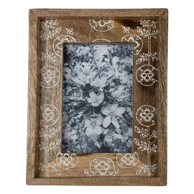 White Flower Print 4 X 6 Wood Photo Frame - Foreside Home & Garden