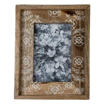 4x6 Inch Bordered Picture Frame White Wood, Mdf, Metal & Glass By Foreside  Home & Garden : Target
