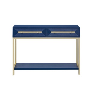 Infurnic Decorative Storage Cabinets Retro Hallway Table with Striking Geometric Design for Entryway and Living Room, Blue, 45.5"*14.8"*33.3" - 1 of 4