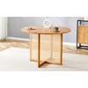 Vynxaria Retro Solid Wood Round Table, Modern Imitation Rattan Desk for Dining/Living/Office - 4 of 4