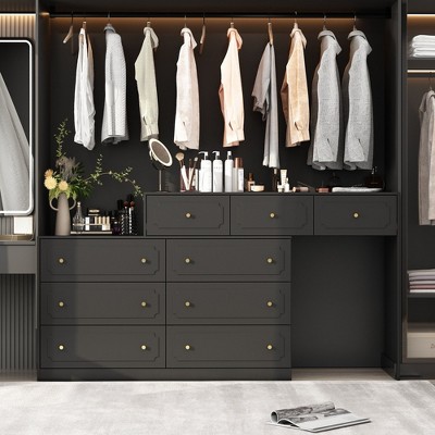 FUFU&GAGA Elegant Black Dresser with Golden Knobs - A Removable Modules Storage Solution