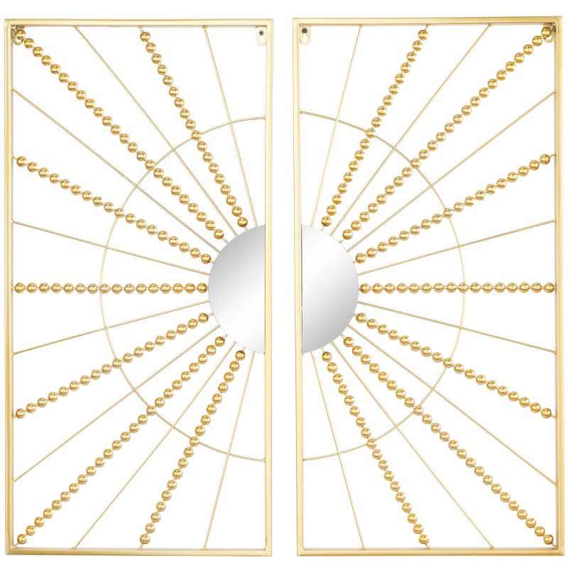 Set of 2 Metal Geometric Half Moon Mirror Wall Decors with Gold Frame - CosmoLiving by Cosmopolitan, 1 of 5