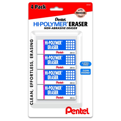 Pentel Hi-Polymer Erasers - 4ct: White PVC, Writing Utensil, Right/Left-Handed, Stationery & Office Supplies - image 1 of 4