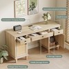 Brafab 3-Drawer Rattan Writing Desk with Storage Shelf & Power Outlets,Computer Desk with 5 Drawers and File Cabinet for Storage Home Office Desks - 4 of 4